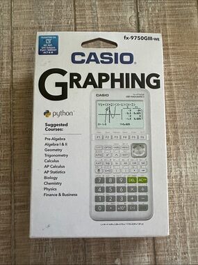 Casio fx-9750GIII Graphing Calculator White with Blue Accents